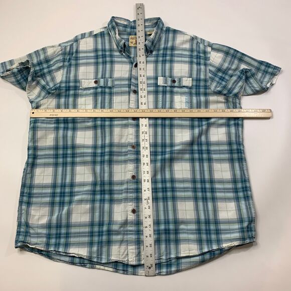 RedHead Shirt Mens 2XL Blue Green Button Down Plaid Modal Blend Short Sleeve - Picture 6 of 11